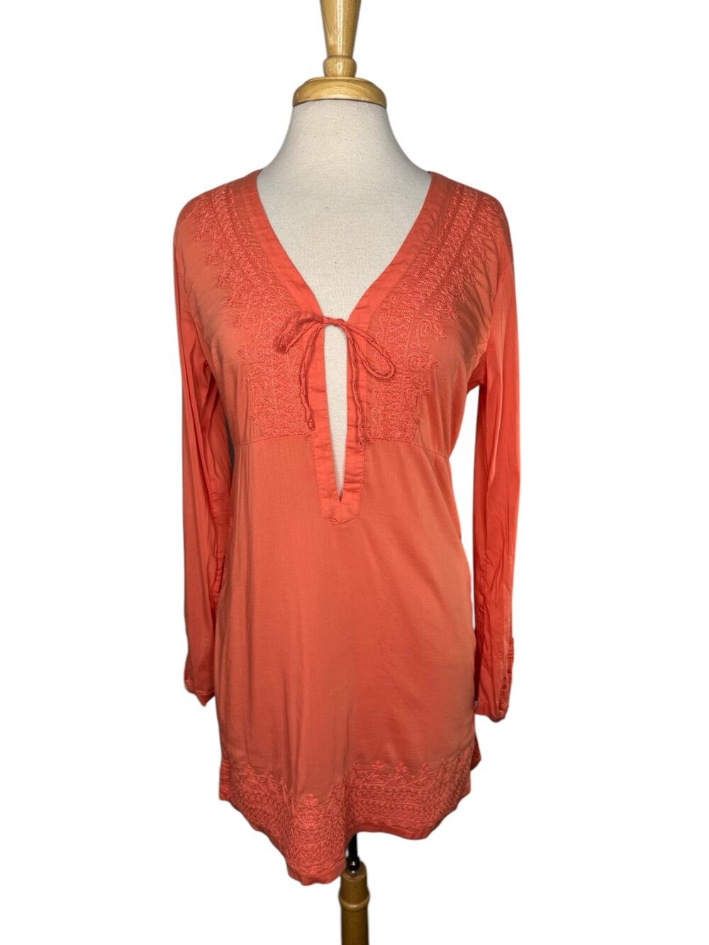 ATHLETA Kimssa Tunic Top in Light Coral Sunset Orange Size Small Coverup Cotton
